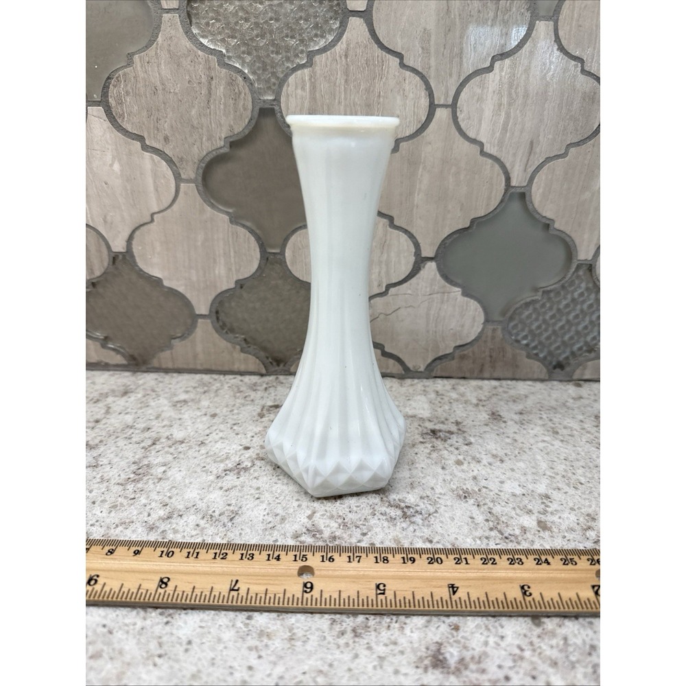 Vintage Hoosier Glass Milk Glass Vase Small With Design